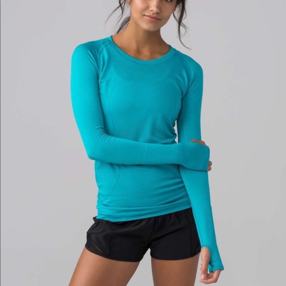Lululemon Swiftly Tech Long Sleeve Scoop Bright Teal Size 8